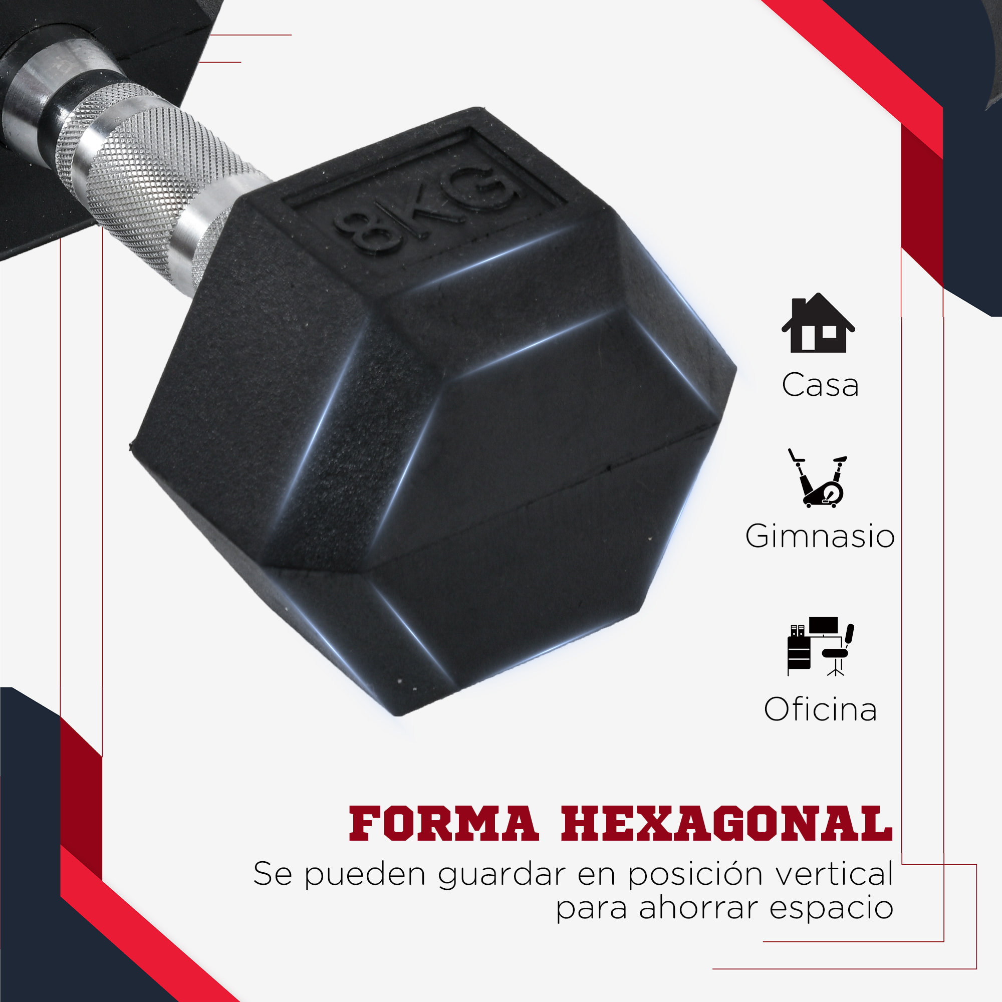 Juego de Mancuernas de 6kg con Barra de Conexión Metálica y Cabeza Hexagonal Juego de Pesas 12kg Total para Entrenamiento en Casa Gimnasio Oficina Negro y Plata