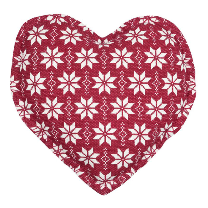 Coussin coeur esprit chalet traditionnel - Rouge