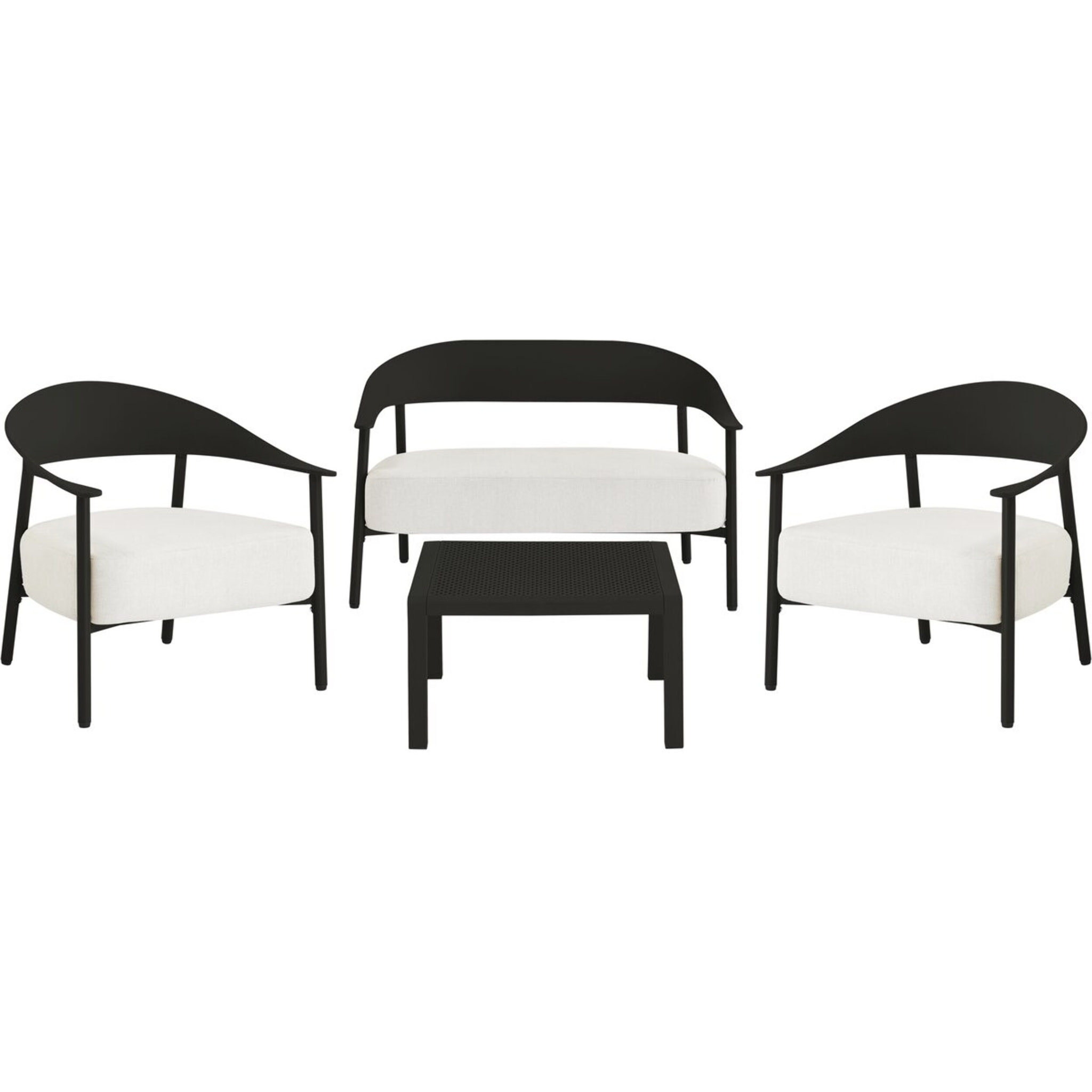 Salon de jardin en métal et plastique "Céora" - 4 places - Noir