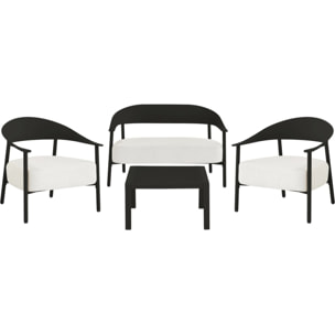 Salon de jardin en métal et plastique "Céora" - 4 places - Noir