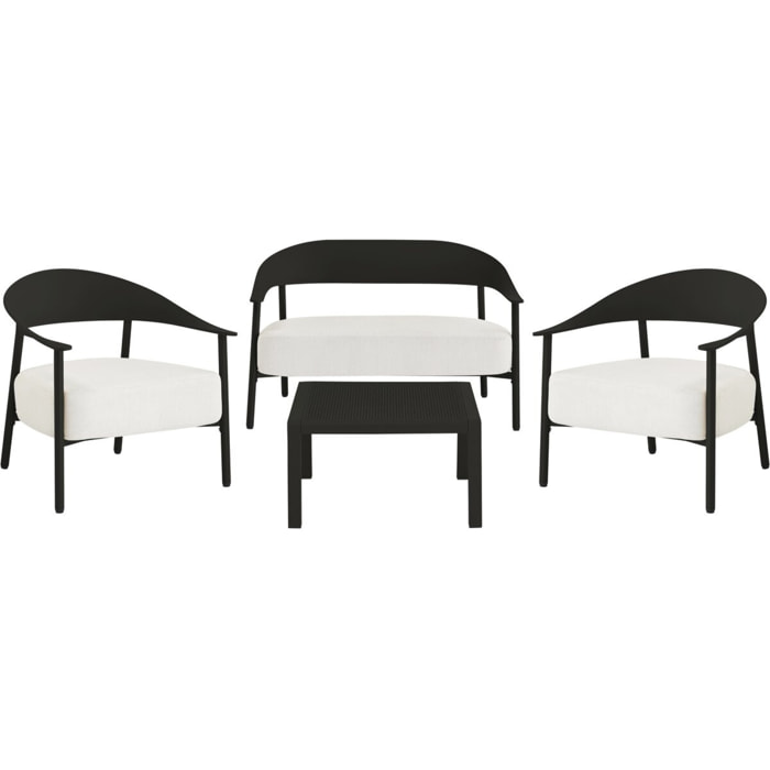 Salon de jardin en métal et plastique "Céora" - 4 places - Noir