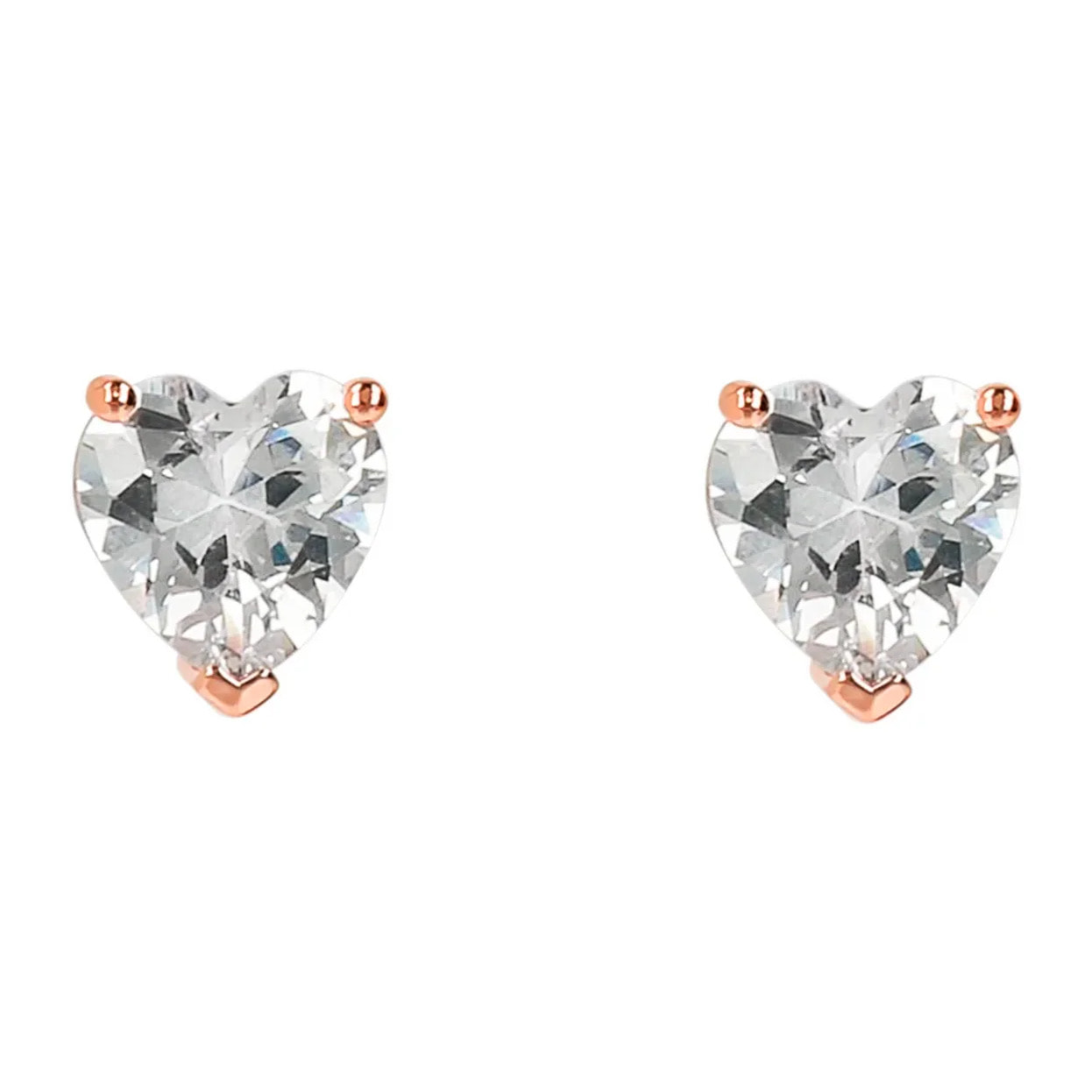 Orecchini Cuore a Lobo in Cubic Zirconia Rosse