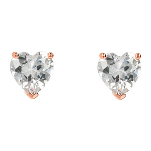 Orecchini Cuore a Lobo in Cubic Zirconia Rosse