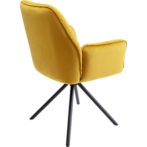 Chaise avec accoudoirs Mila velours jaune Kare Design