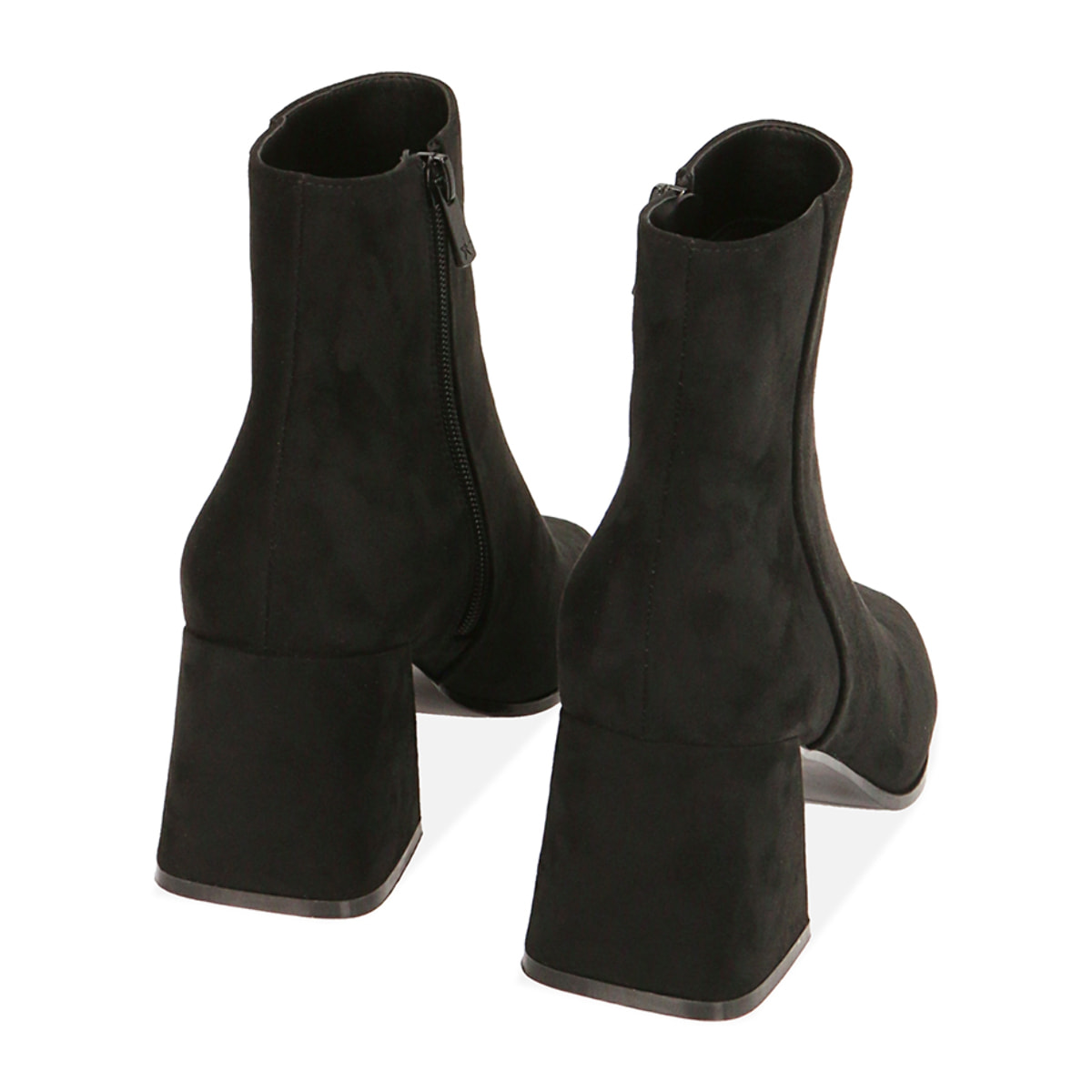 Ankle boots neri in microfibra, tacco 7 cm