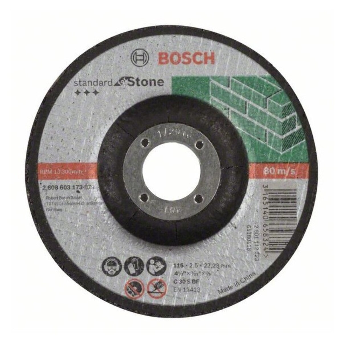 Disque à tronçonner à moyeu déporté Standard for Stone diamètre 115 x 2,5mm Allésage 22,23mm - BOSCH - 2608603173