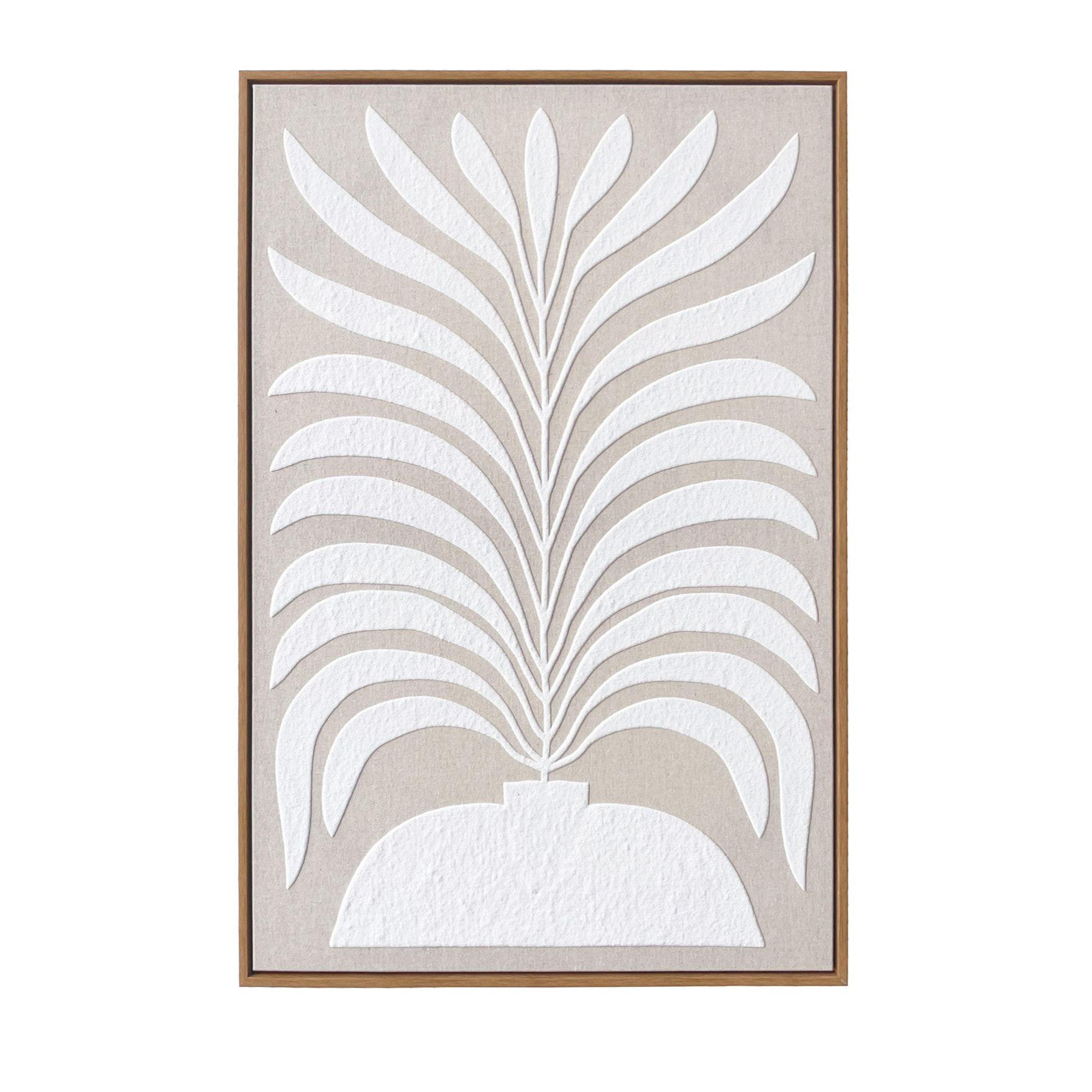 Cuadro Linen lino impresión 3D beige-blanco 93x63x4 cm