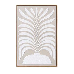 Cuadro Linen lino impresión 3D beige-blanco 93x63x4 cm