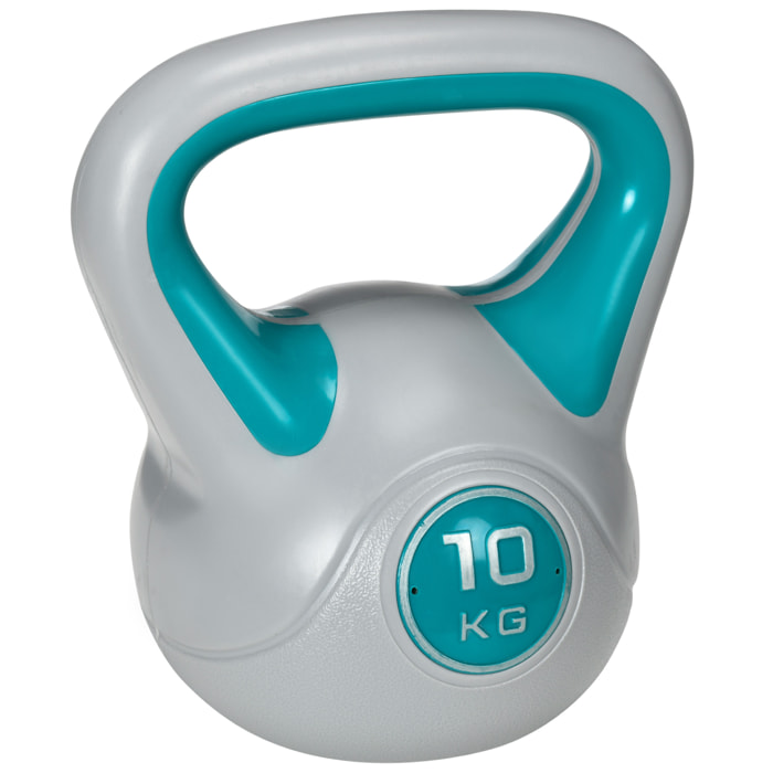 Kettlebell 10 Kg - haltère boule - poignée ergonomique - PU gris bleu