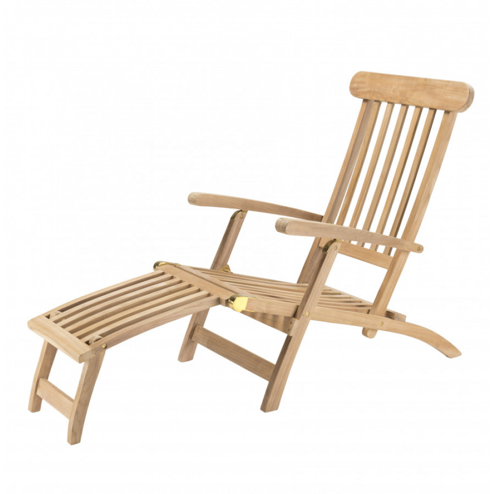 HARRIS - Chaise longue de jardin en bois teck brut