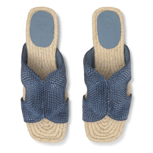 Sandalia plana Pura en rayón y lino trenzados con suela de yute cosida