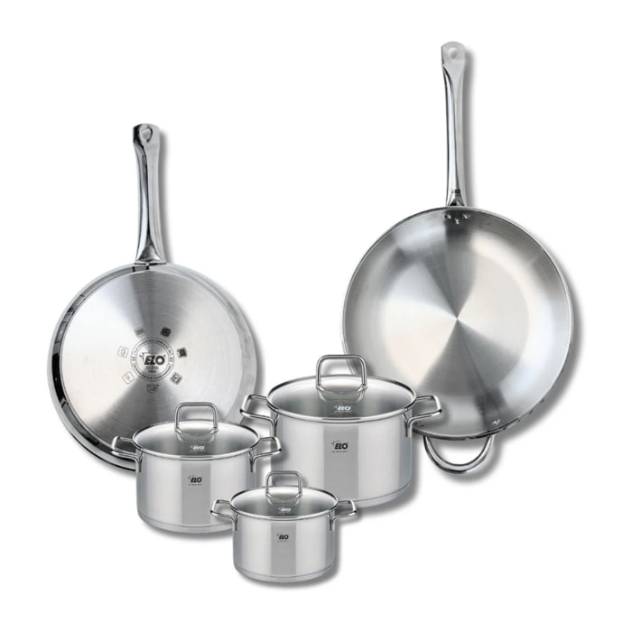 Ensemble de 2 Poêles de cuisson 28 et 32 cm et 3 faitouts 14, 16 et 20 cm Elo Profi Citrin