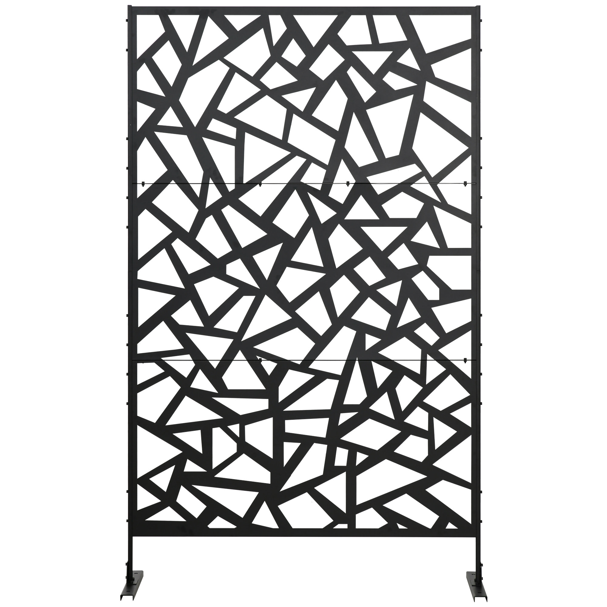 Panneau décoratif extérieur métal - brise vue motif graphique - visserie incluse - dim. 122L x 45l x 198H cm - acier thermolaqué noir