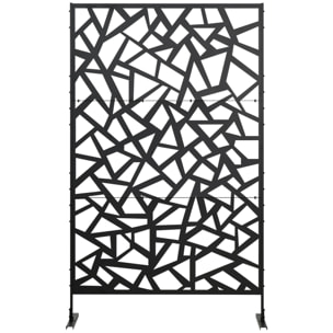 Panneau décoratif extérieur métal - brise vue motif graphique - visserie incluse - dim. 122L x 45l x 198H cm - acier thermolaqué noir