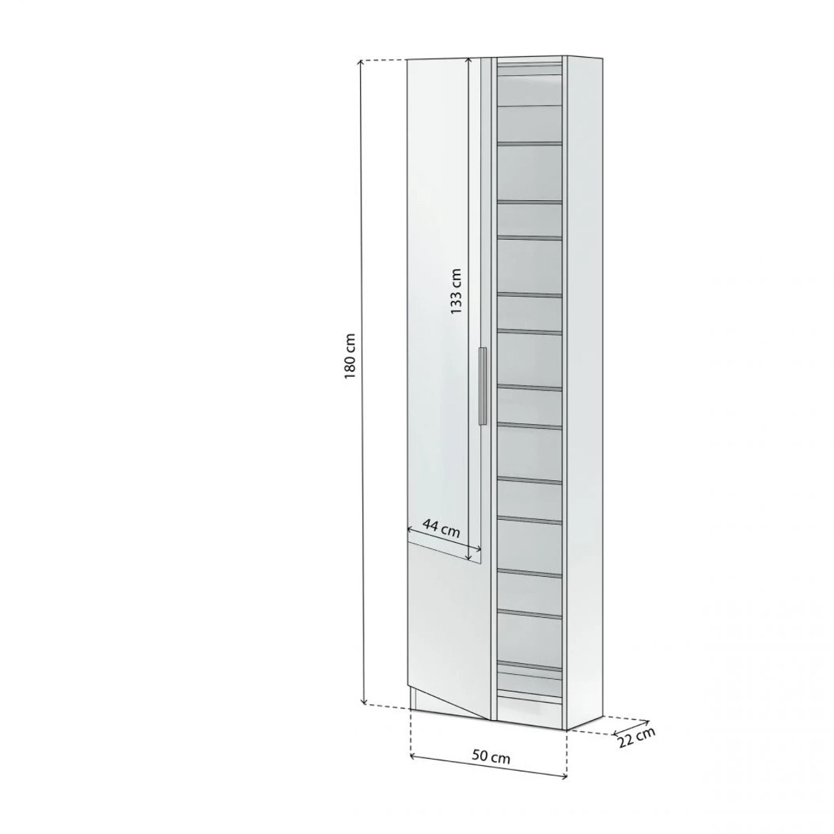 Zapatero con espejo Leo Blanco Artik (Blanco Mate)