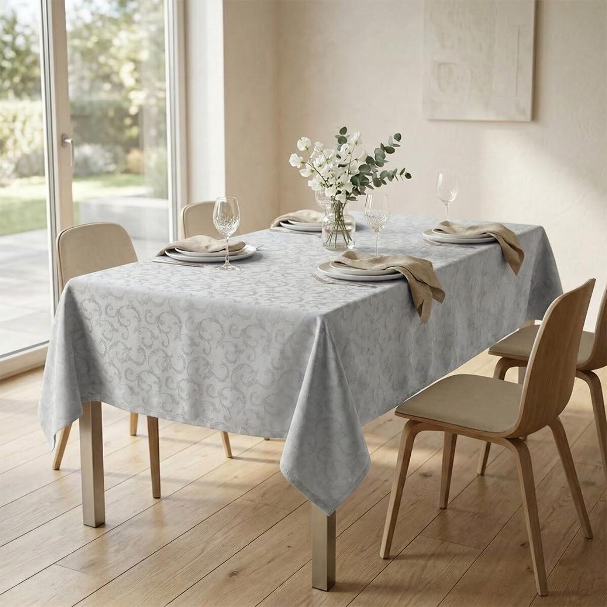 Tovaglia antimacchia impermeabile in poliestere resistente, ideale per uso quotidiano e occasioni, protegge da liquidi e sporco, facile da pulire, pratica e durevole, design elegante per cucina e sala da pranzo