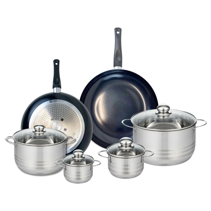 Ensemble de 2 Poêles de cuisson 28 et 32 cm et 4 faitouts 12, 14, 20 et 24 cm Elo Prima Brillant