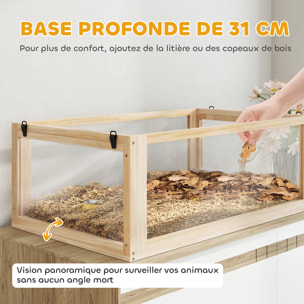 Cage rongeur hamster en bois dim.80x50x76cm 3 niveaux rampes roue bascule cabane