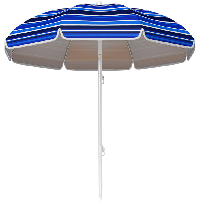 Sombrilla de Playa Grande Ø180 cm Sombrilla de Terraza Exterior Plegable con Ángulo Ajustable Protección UV50+ Impermeable Mástil de Ø32 mm Multicolor