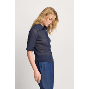 Kocca - Blusa con colletto a vela Donna, Tinta unita, Colletto di camicia