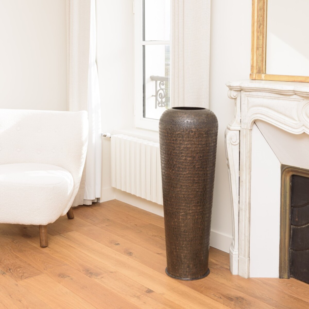 HONORE - Vase aluminium 30x85cm avec gravure couleur cuivre noir