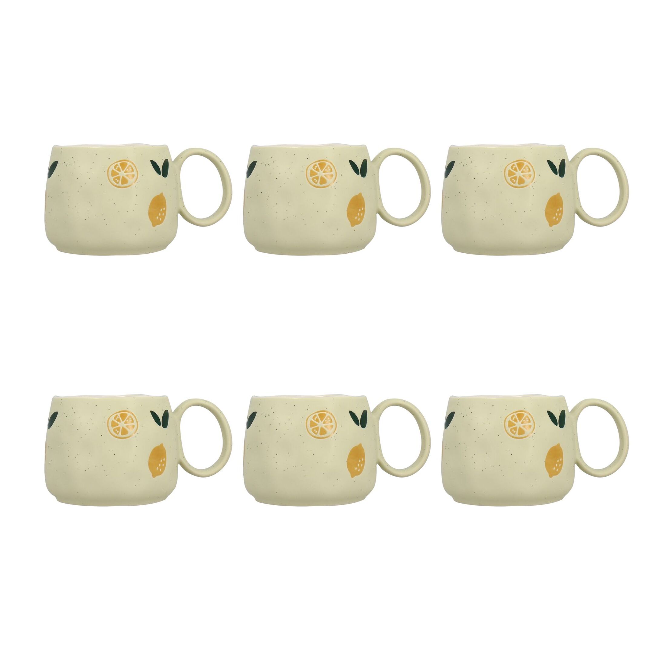 Lot de 6 mugs 38cl en grès à motif citron LEMON