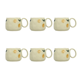 Lot de 6 mugs 38cl en grès à motif citron LEMON