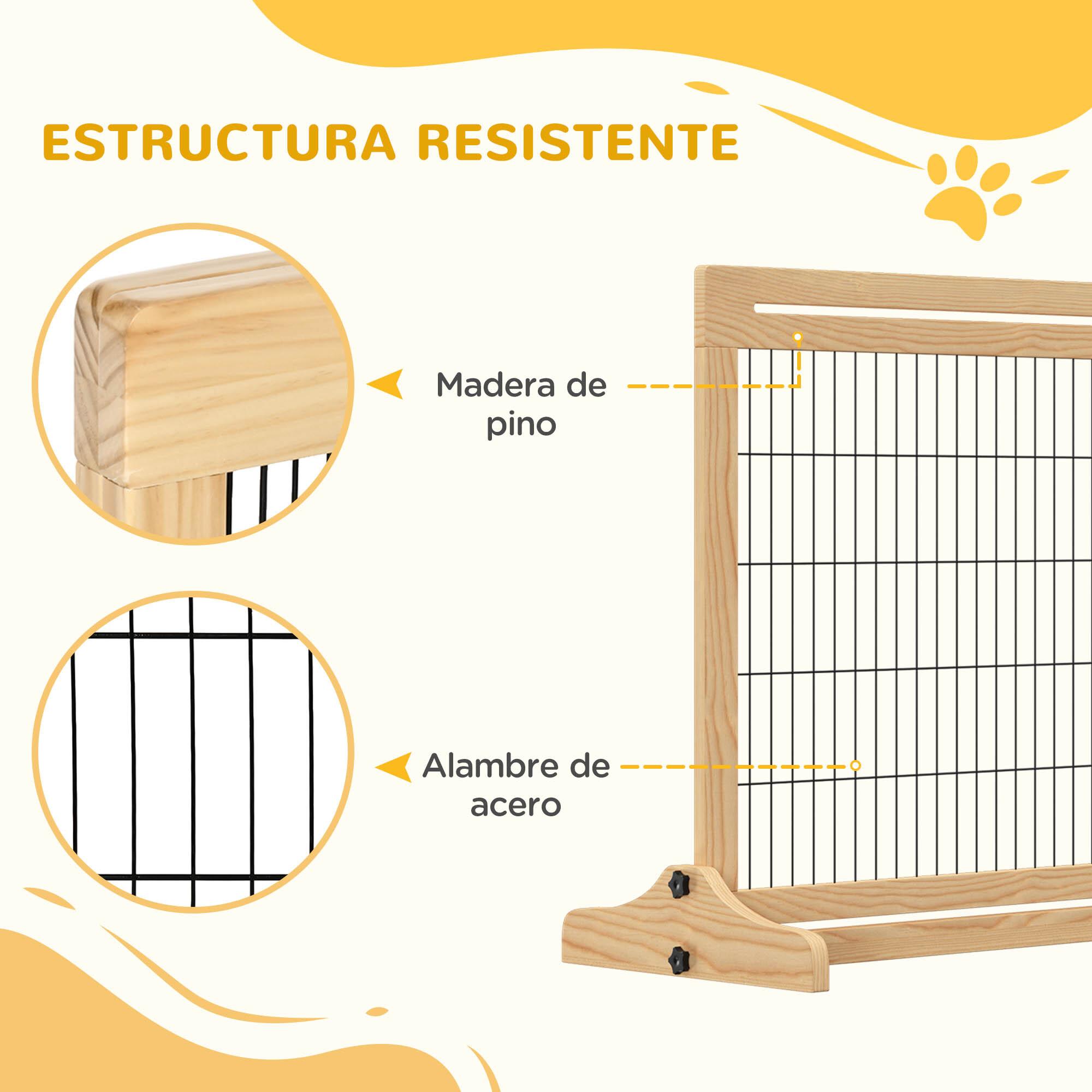 Barrera Seguridad Perrros de Madera Extensible 104-183cm Puerta Escalera Natural