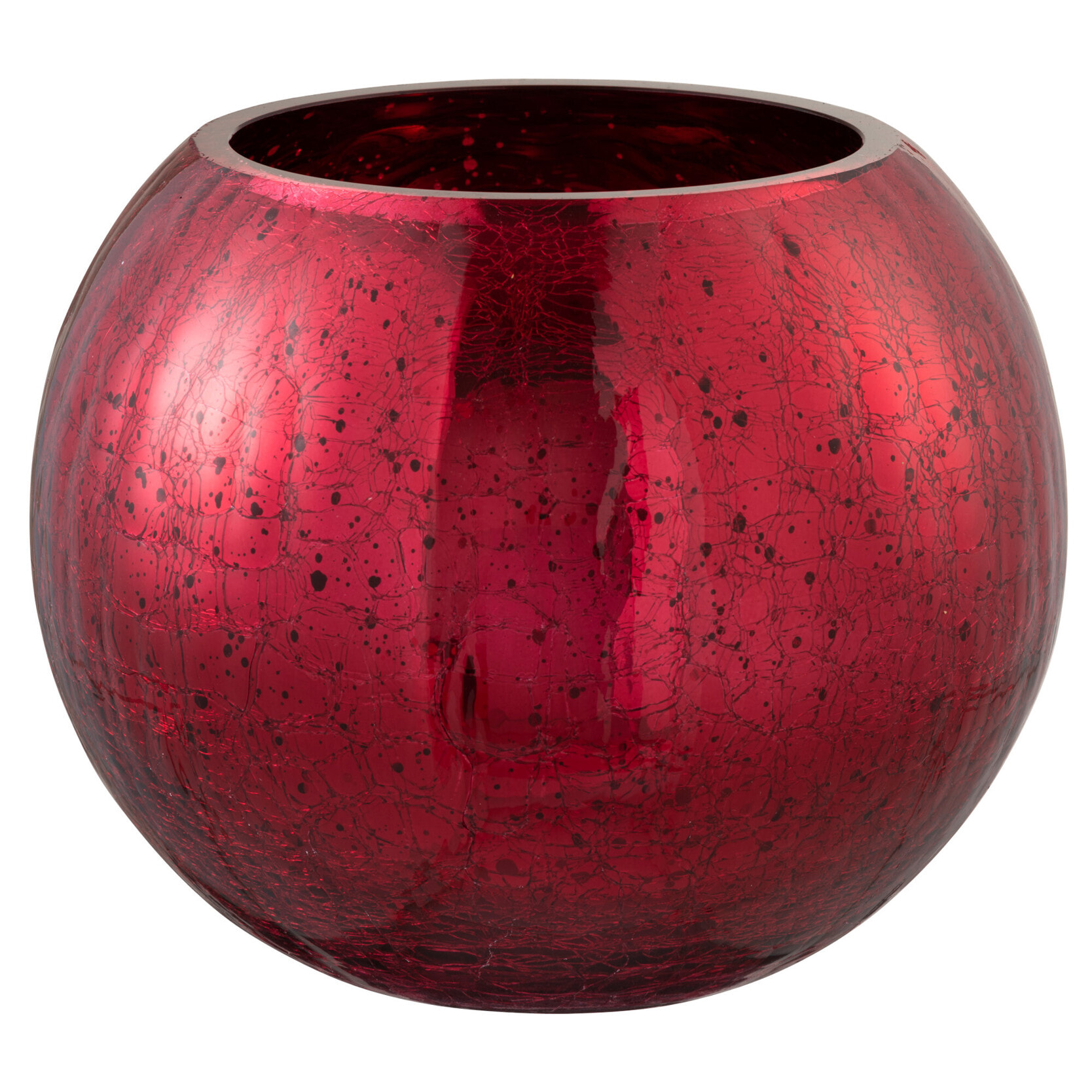 J-Line photophore Boule Craquele - verre - brillant rouge - large