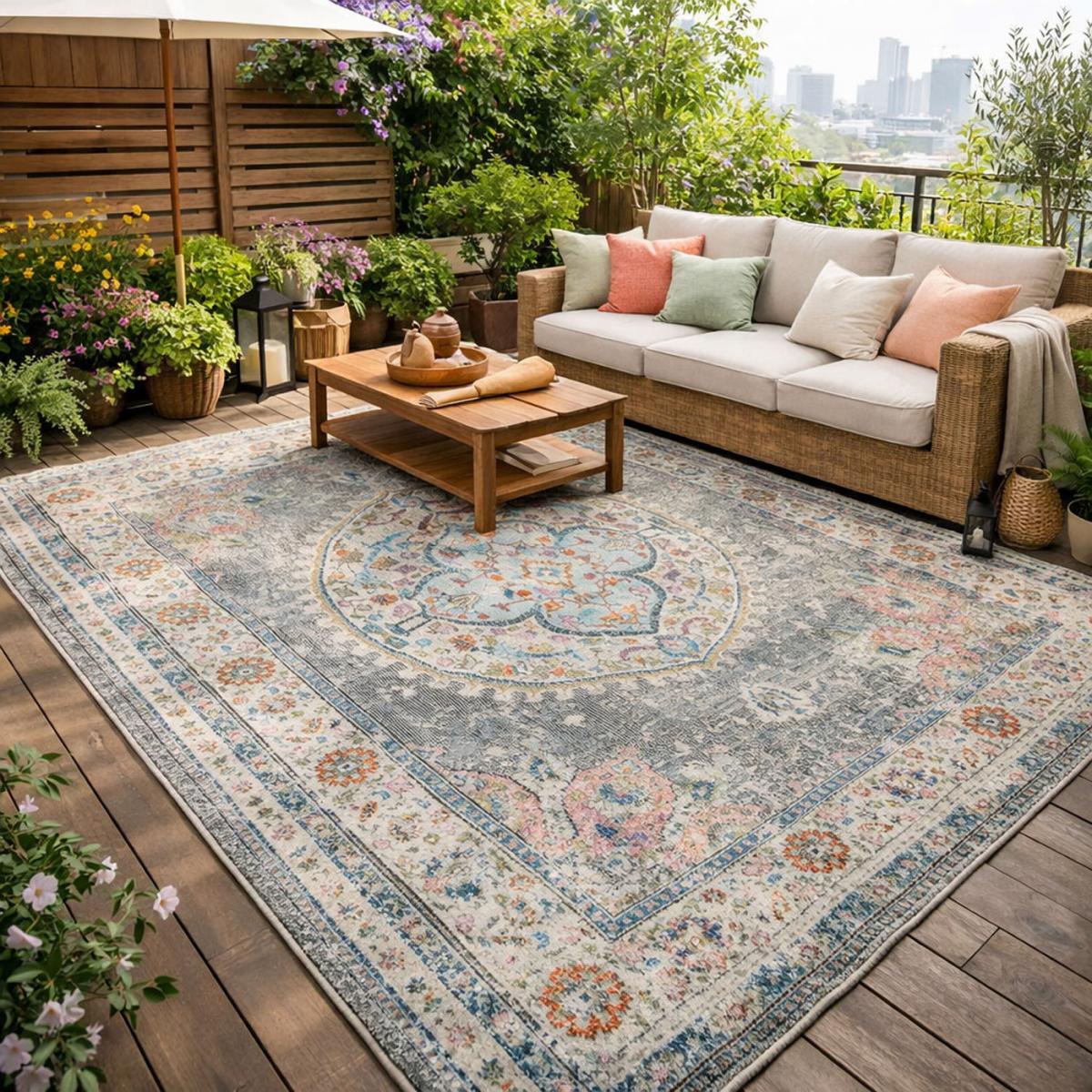 Tapis extérieur tissé kilim rectangle TEGO