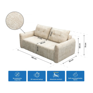 Canapé droit en tissu texturé "Silvano" - 3 places - Beige