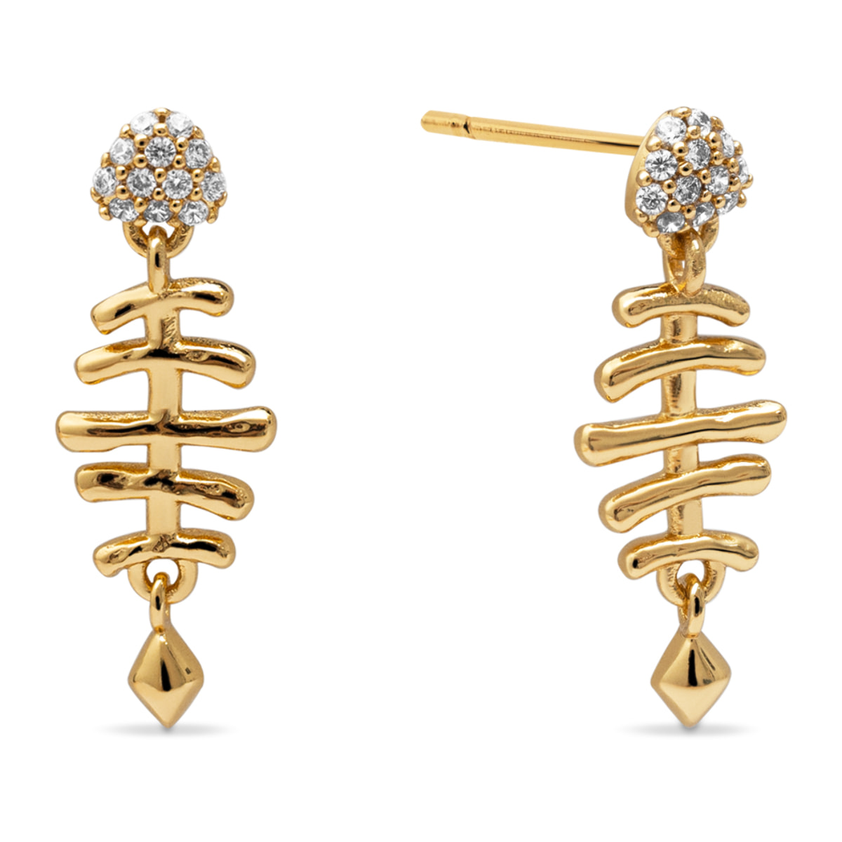 Pendientes Fishbone Spark Baño Oro