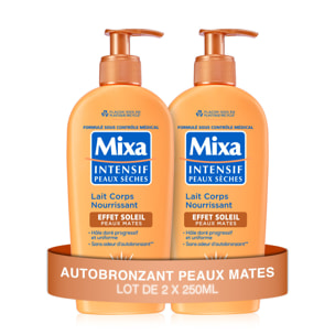 Mixa Intensif Peaux Sèches Lait Corps Nourrissant Effet Soleil Peaux Mates 250ml Lot de 2