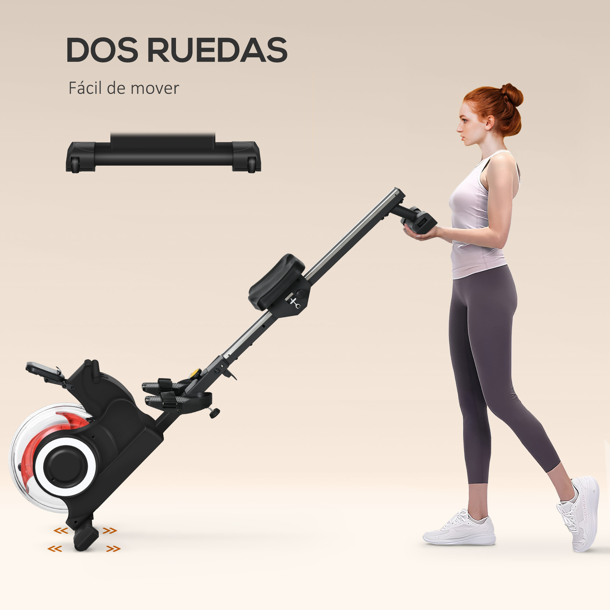 Máquina de Remo con 6 Niveles de Resistencia al Agua Máquina de Remo para Casa Plegable con Pantalla LCD Ruedas Máquina de Remar para Entrenaminto en Gimnasio Negro