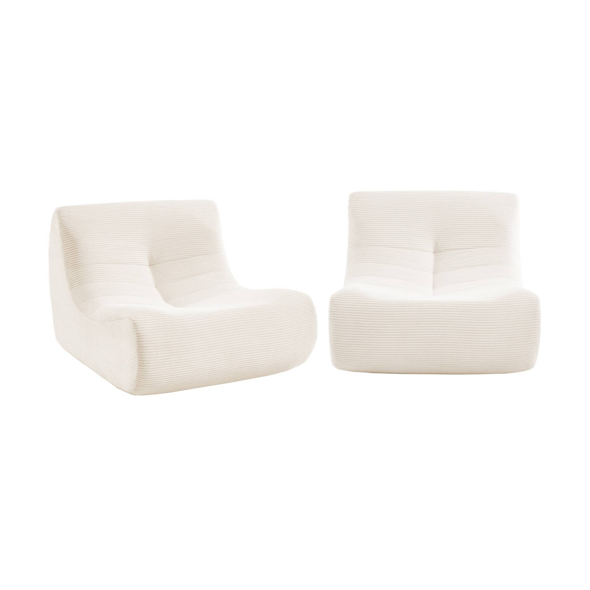 Chauffeuse velours côtelé 2 places crème L 91 x P 105 x H 72 cm - SOKOL
