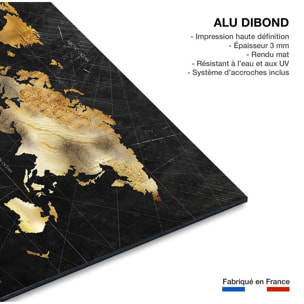 Tableau Carte du monde dorée Tableau alu Dibond