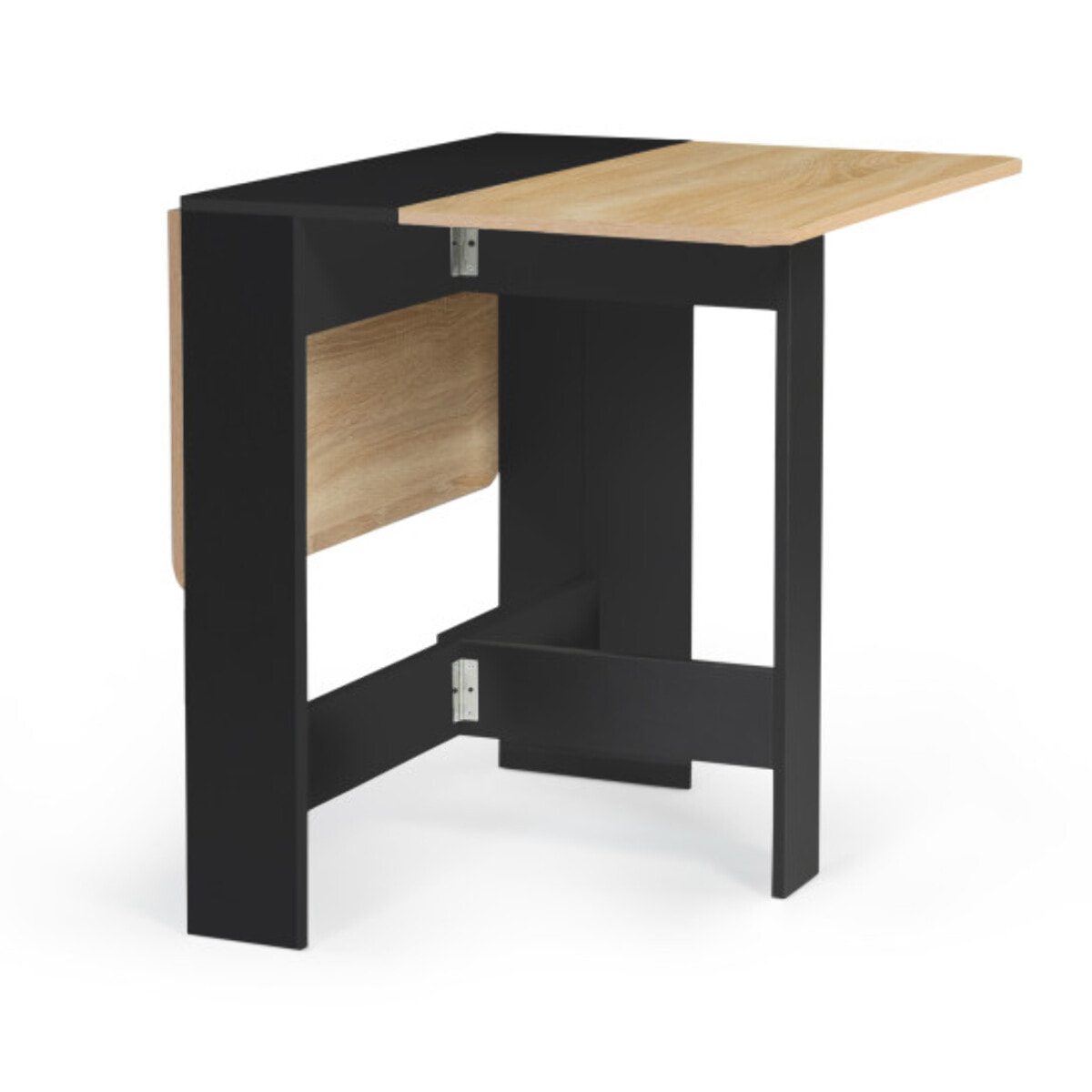 Table à manger carrée dépliable Edi bois et noir