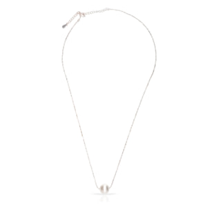 Collar de plata de ley 925 con cuenta de perla y cierre de resorte.