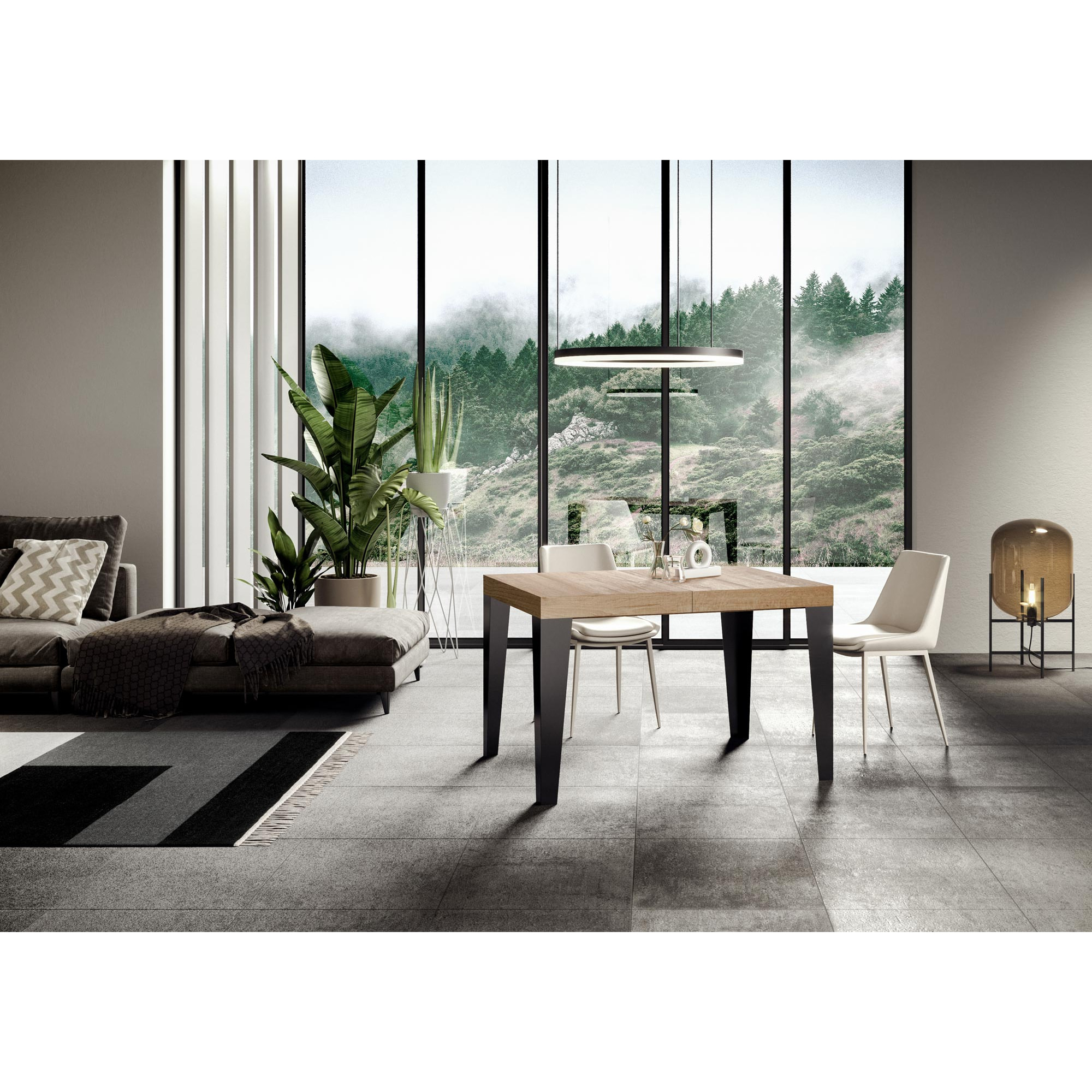 Tavolo allungabile 90x140/400 cm Flame quercia natura telaio Antracite