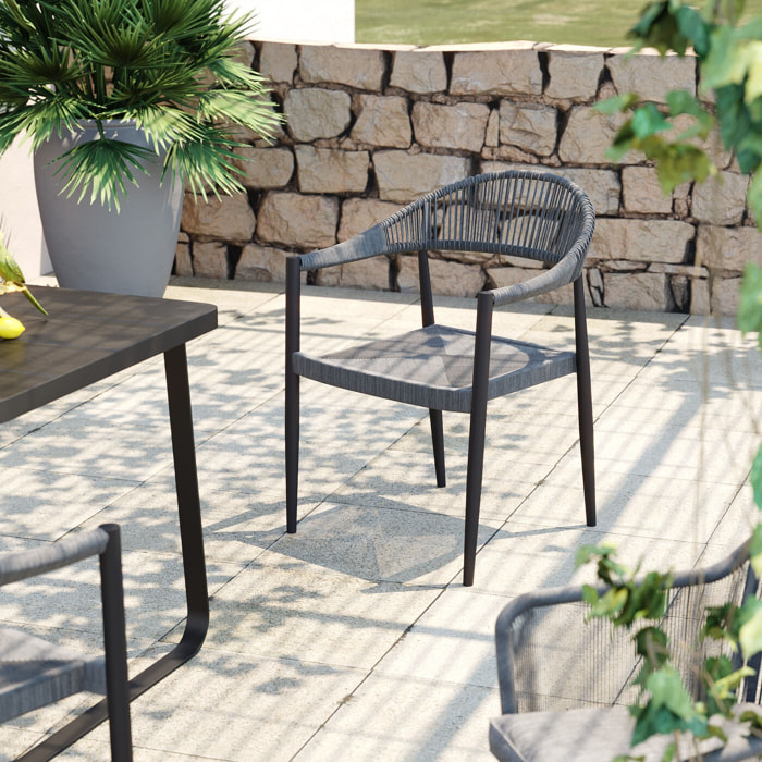 Chaise de jardin avec accoudoirs Palma grise Kare Design