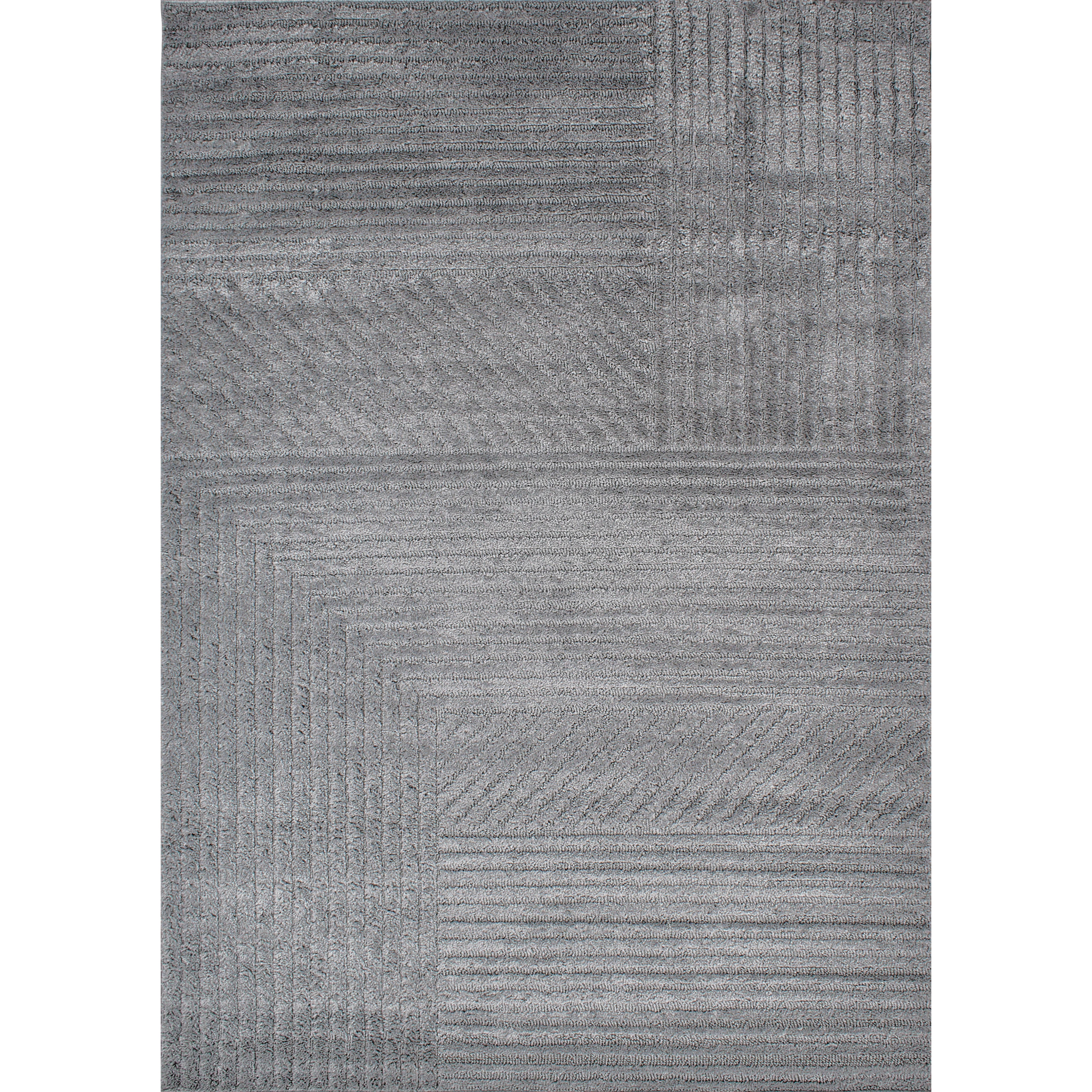 HARMONIE - Tapis moderne géométrique avec poils en relief gris