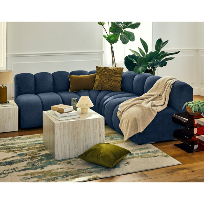 Debbie - module d'assise sans accoudoirs en tissu texturé - Bleu