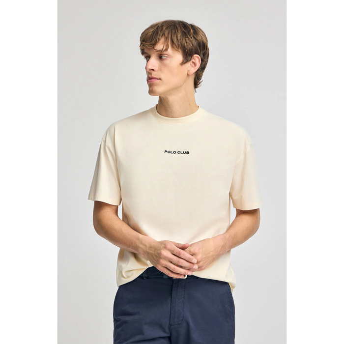 Camiseta color crudo de cuello redondo y print náutico