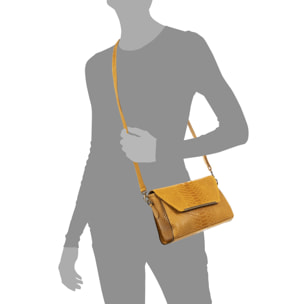 Mariola Bolso bandolera Mujer.Piel auténtica Gamuza Grabado Serpiente