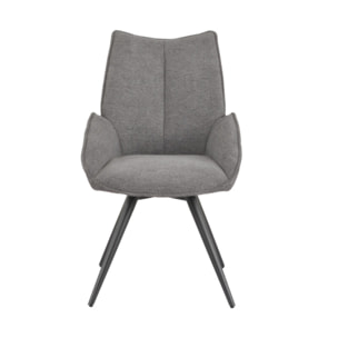 Chaise rotative 180° en tissu avec pieds évasés en métal noir - COLINE
