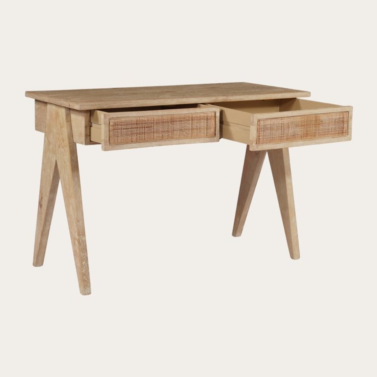 Bureau Sienna -bois massif de manguier et rotin-couleur arabica 120 x 78 x 50 cm