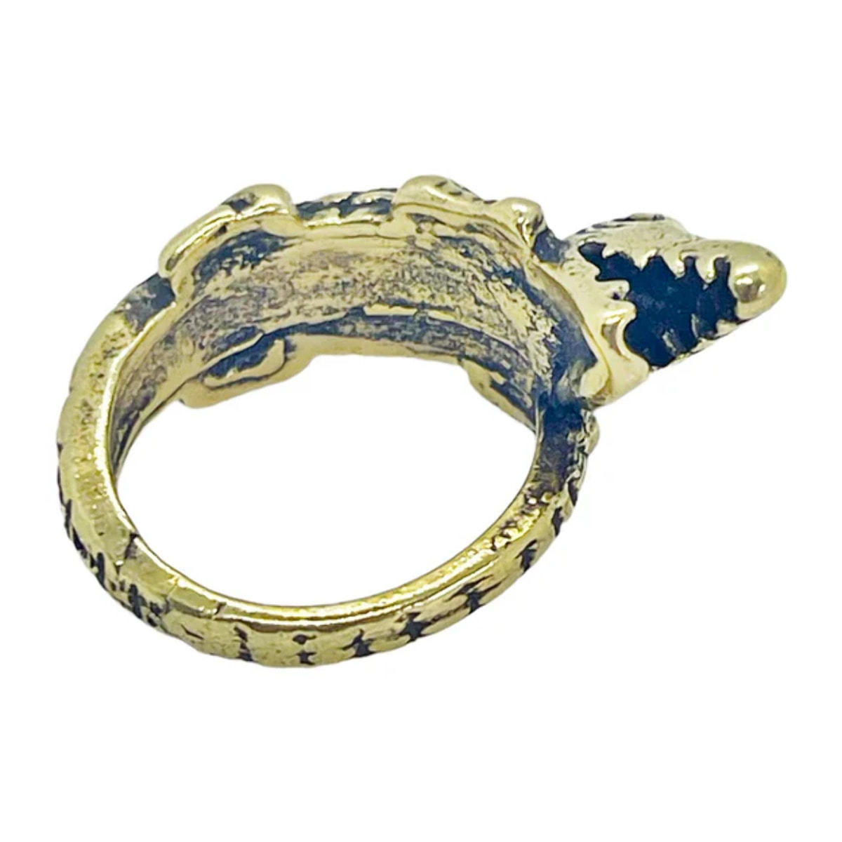 Anillo cocodrilo en dorado envejecido. Talla 14