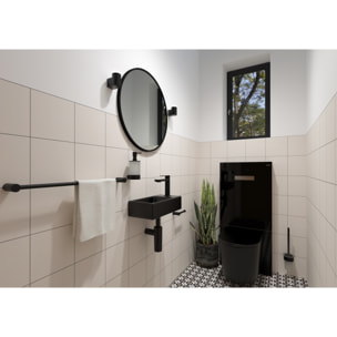 Lave-mains suspendu Brevis Noir 40,5 × 20,5 × 10,5 cm – trou de robinetterie à droite (SATBRE4020SRBKM)