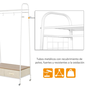 Perchero con Ruedas Colgador para Ropa de Acero 99x47x185cm