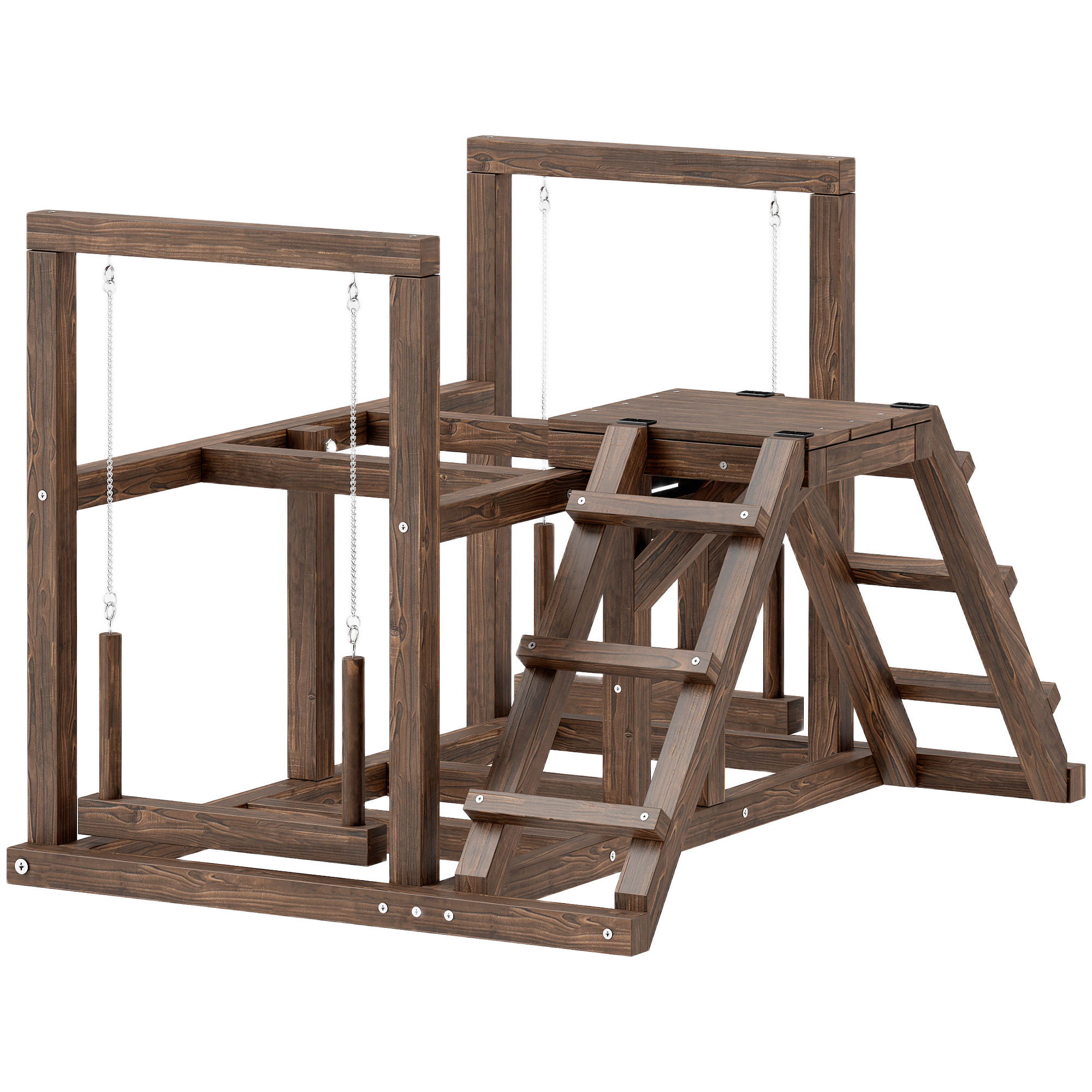 Balançoire - perchoir pour poule, échelles - aire de jeu chicken activity - dim. 82 x 60 x 75 cm - bois cèdre verni